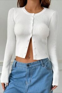Stretch Fit Flare Sleeve Cardigan