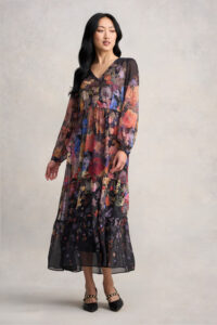 Georgette Print Dress - Midnight Floral